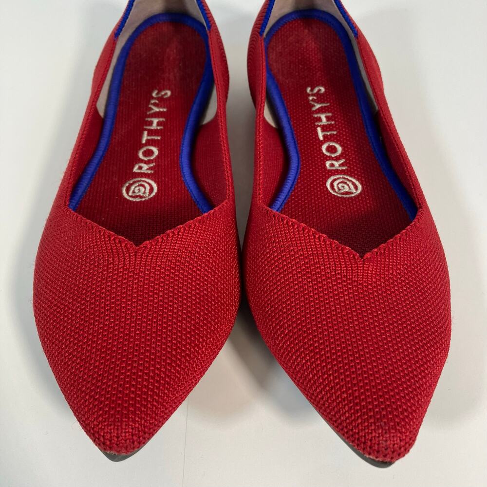 Rothy's The Point Bright Red Knit Fabric Pointed Toe Slip On Ballet Flats - Picture 7 of 16
